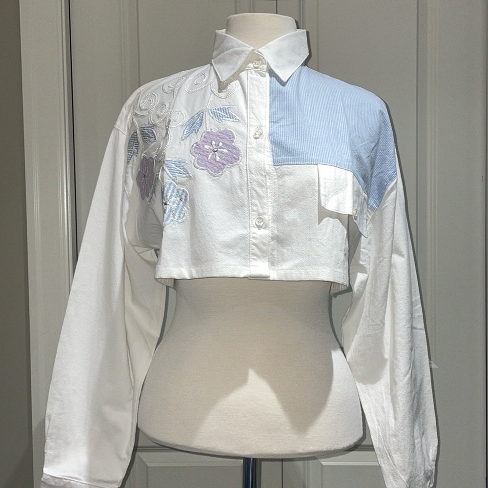 Vintage Floral/Pinstripe Button Down